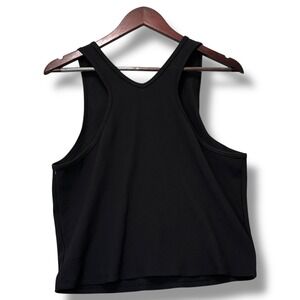 Athleta XLT Black Ribbed Racerback‎ Tank Top Sleeveless Stretch Nylon Spandex